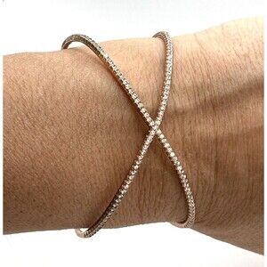 Rose Gold With Clear Rhinestones “X" Cuff Bracelet